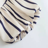 Gestreept shirt met pofmouwen en knoopsluiting voor dames SP068: Geel / S