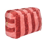 Gestreepte bamboe spons etui marsala / paprika