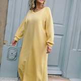Double Amour Sweaterdress (Reversible V-back) Yellow