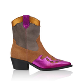 Westernboots BARI suede - cognac/fuchsia