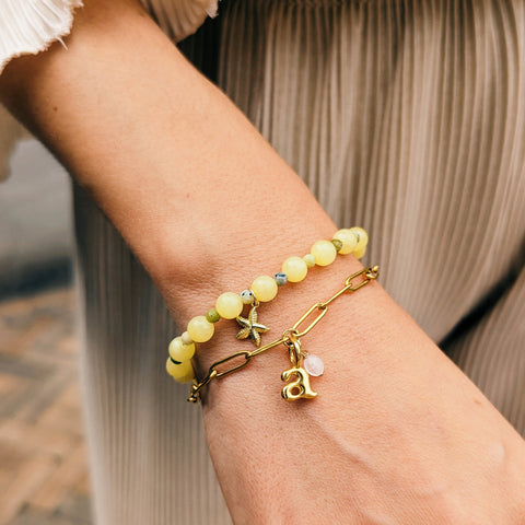 Letter Armbandje met geboortesteen
