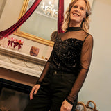 Sparkly Mesh Top Chocolat