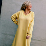 Double Amour Sweaterdress (Reversible V-back) Yellow