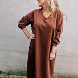 Double Amour (reversible V-back) Sweaterdress Chocolat