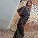 Lena Striped Jeans chocolat