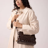 Chocolate vierkante crossbodytas van zacht lakleer Georgia