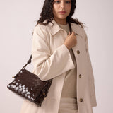 Chocolate vierkante crossbodytas van zacht lakleer Georgia