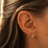 Titanium Forward Helix Ring met dangling Diamond charm